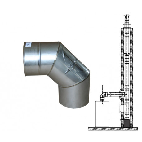 Koleno 90 st. pevné s revizním otvorem, vložka  nerez  tl. 0,6 mm