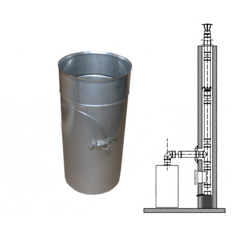 Dvířkový - čistící díl s kulatými dvířky, Komínová vložka nerez tl. 0,6 mm 