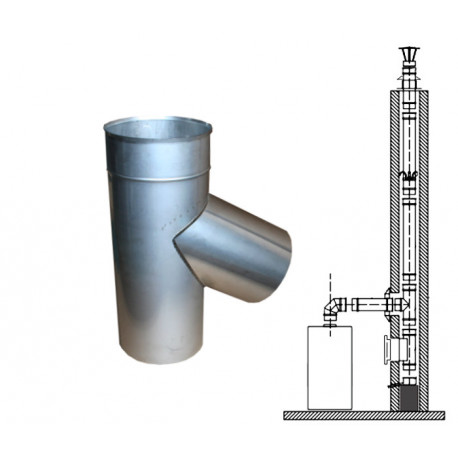 Odbočka T-kus 60 st. tl. 1,0 mm, Komínová vložka 