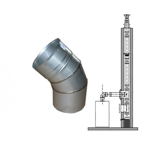 Koleno 45 st. Komínová vložka nerez tl. 1,0 mm 